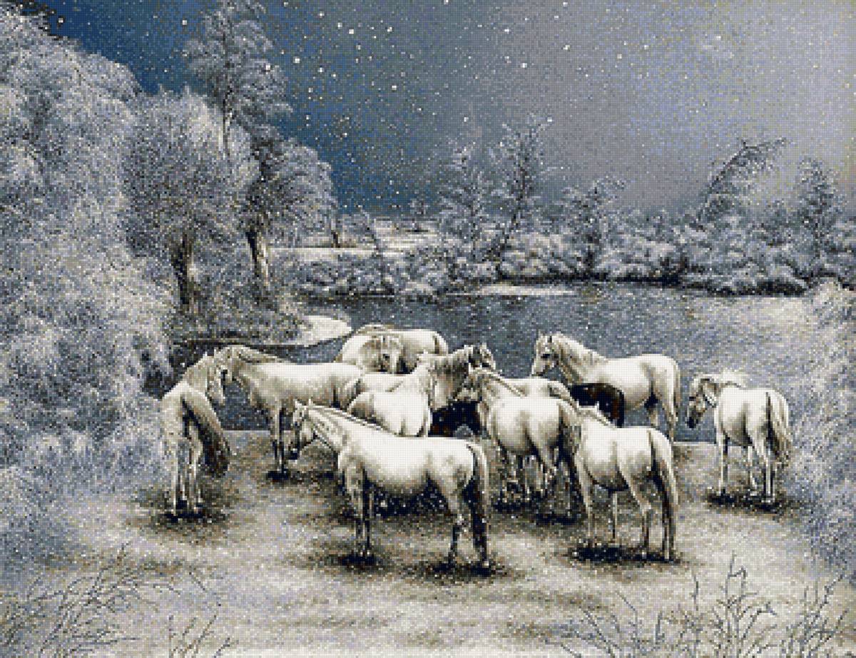 Худ.Миленкович Бисерка-Злата - животные, лошади, зима - предпросмотр