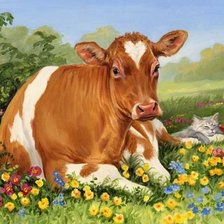 Корова на лугу