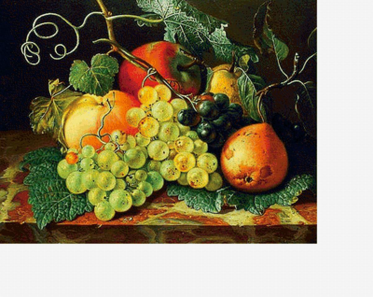 Натюрморт - фрукты. виноград, груши, яблоки - предпросмотр