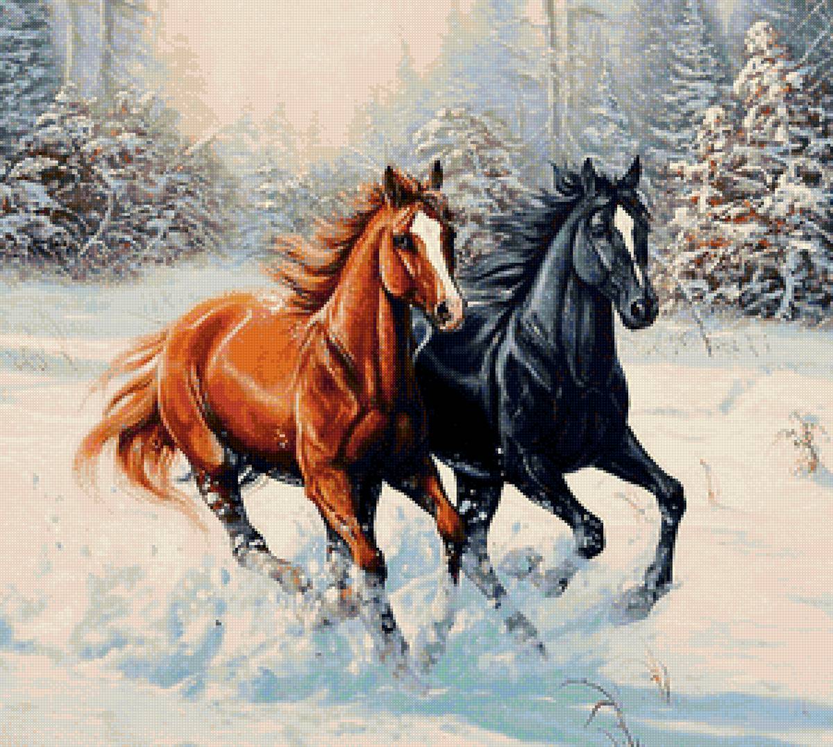 Серия -Лошади, кони - зима, лошади, животные - предпросмотр