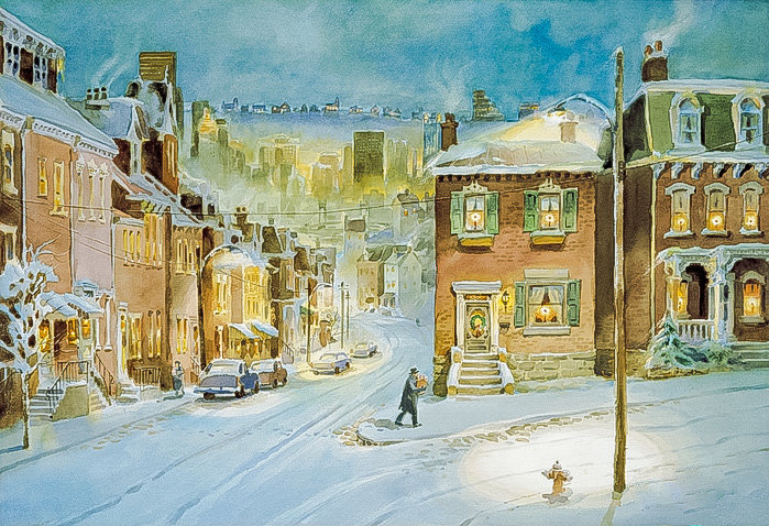 Christmas Eve. - jess hager paintings.snowscenes.people. - оригинал
