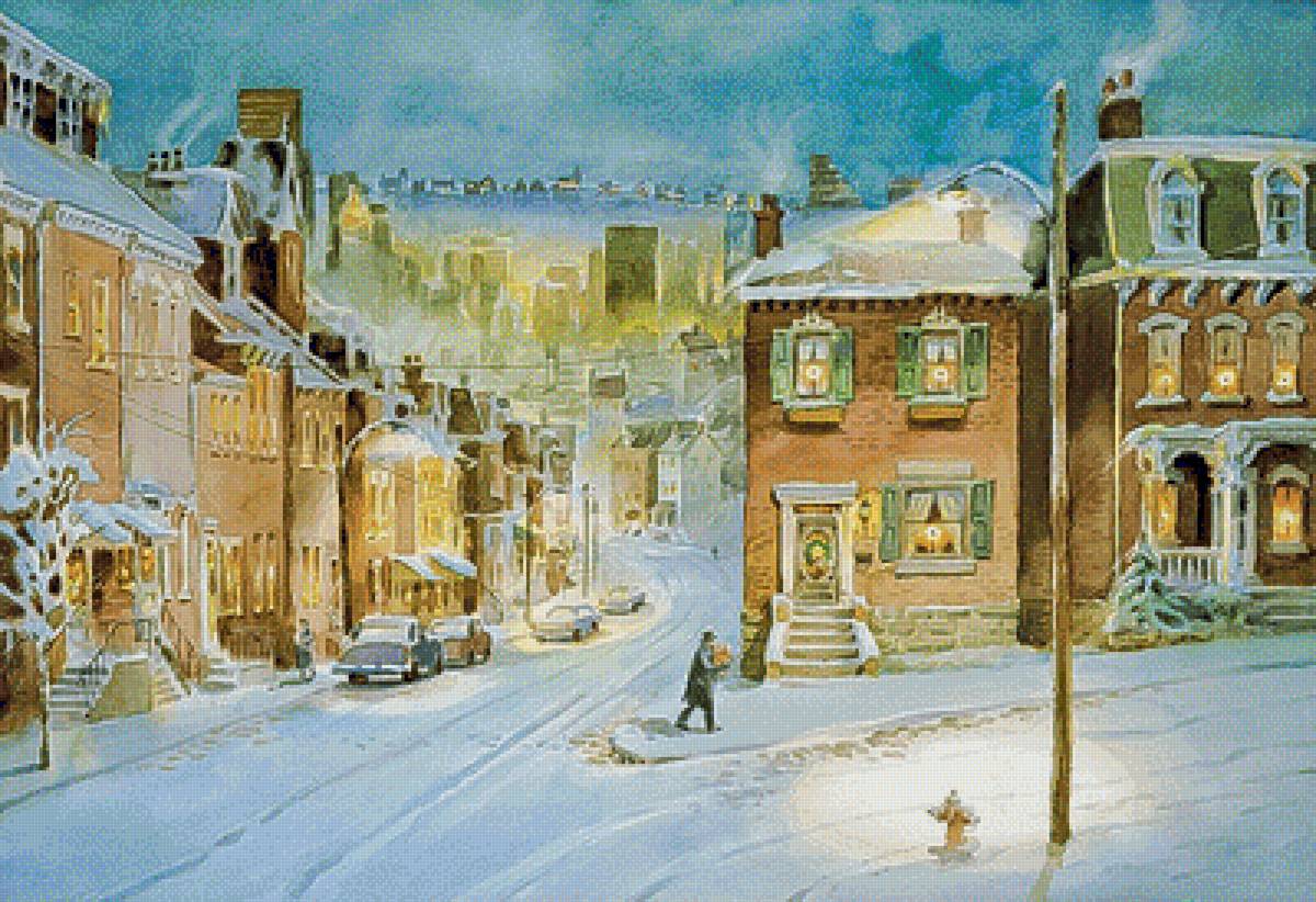 Christmas Eve. - jess hager paintings.snowscenes.people. - предпросмотр