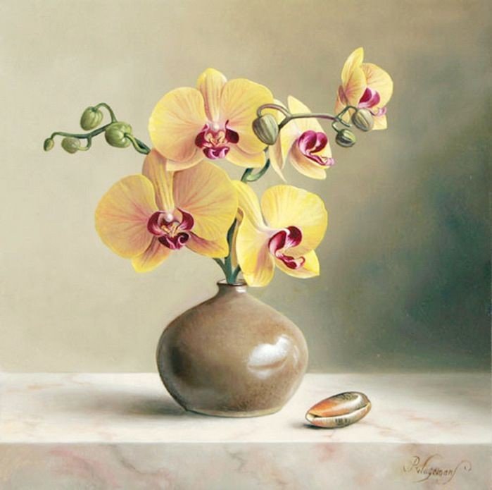 Орхидея - ваза, цветы, орхидея - оригинал