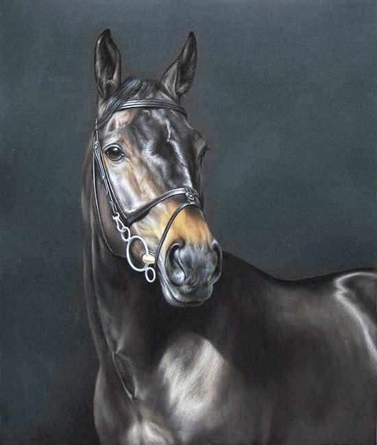 Худ. Дубинина (конь Пророк) - лошадь, портрет, конь - оригинал