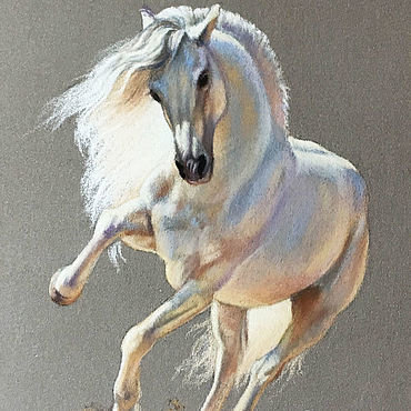 Лошадь белая - лошадь, животное, белая, картина - оригинал