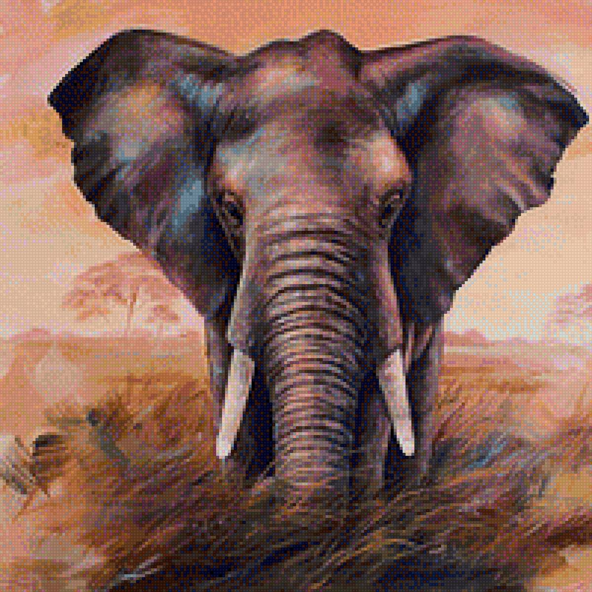 Слон - животное, слон, картина, арт - предпросмотр