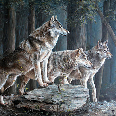 Семья волков - лес, дикие звери, волки, семья, стая - оригинал