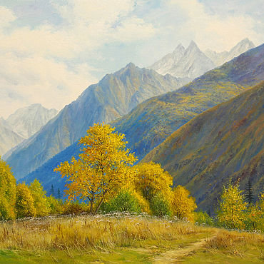 Горы осенью - горы, природа, осень, пейзаж, картина - оригинал
