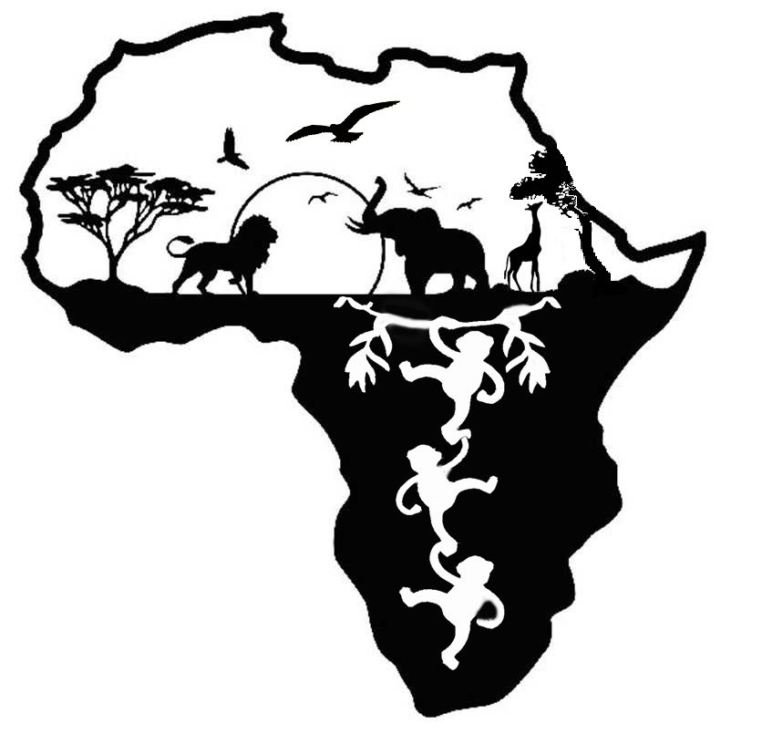 африка - континент, черно-белое, силуэт, африка - оригинал