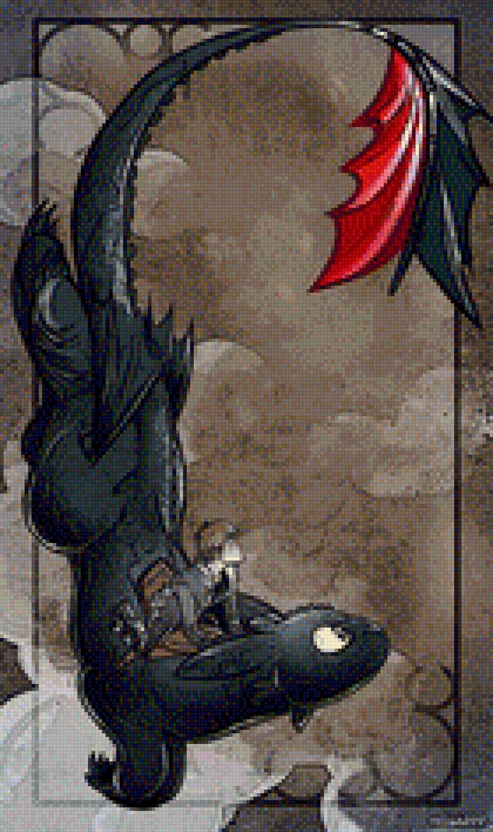 как приручить дракона - дракон, дисней, любоовь, как приручить дракона, вышивка - предпросмотр