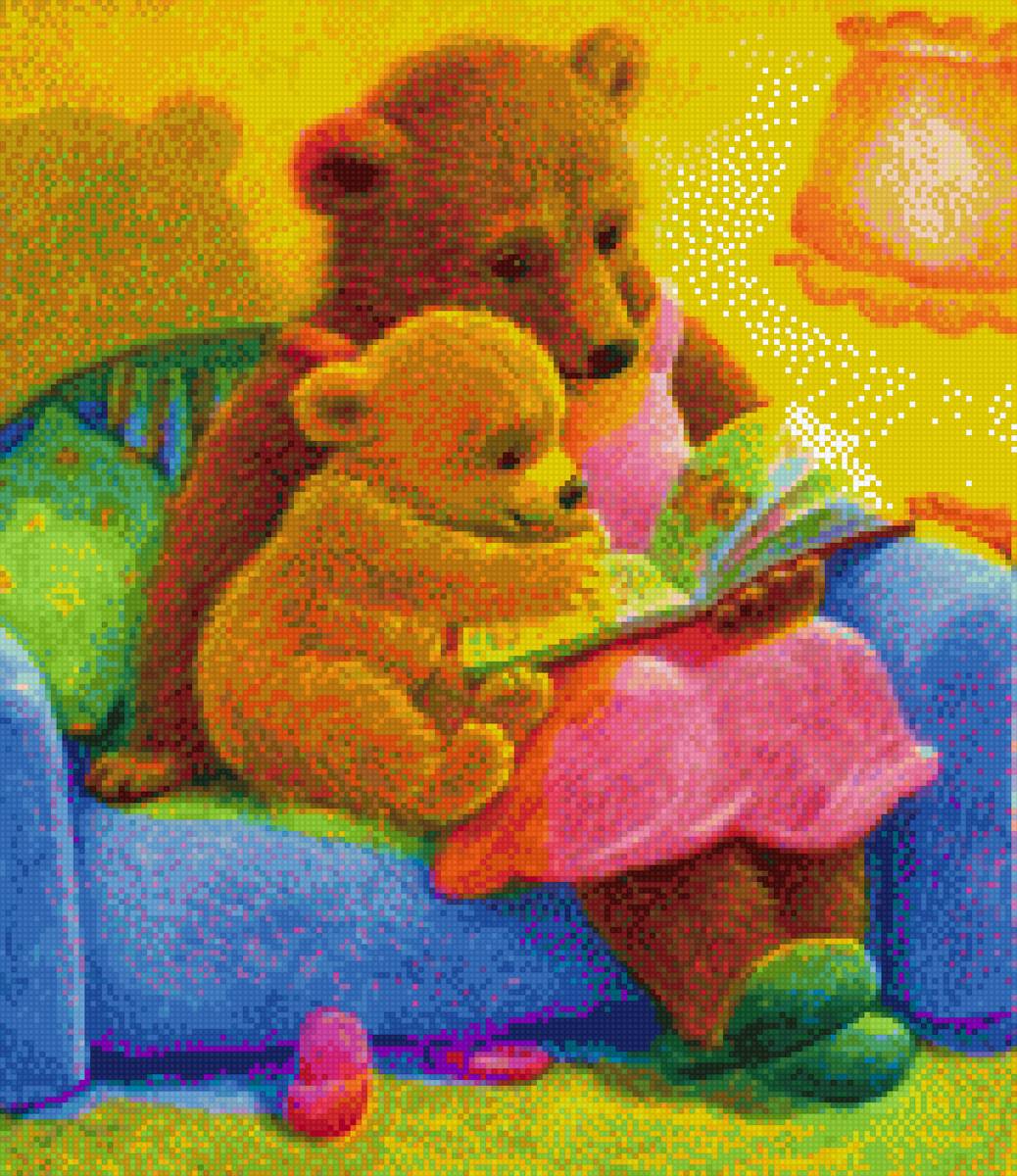 перед сном - книжка, малыш, мама, вечер, медвежонок - предпросмотр