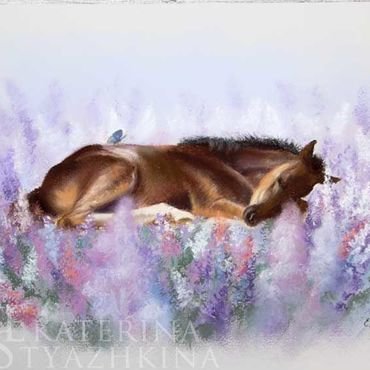 Жеребенок - жеребенок, конь, картина, животное, лошадь, река - оригинал