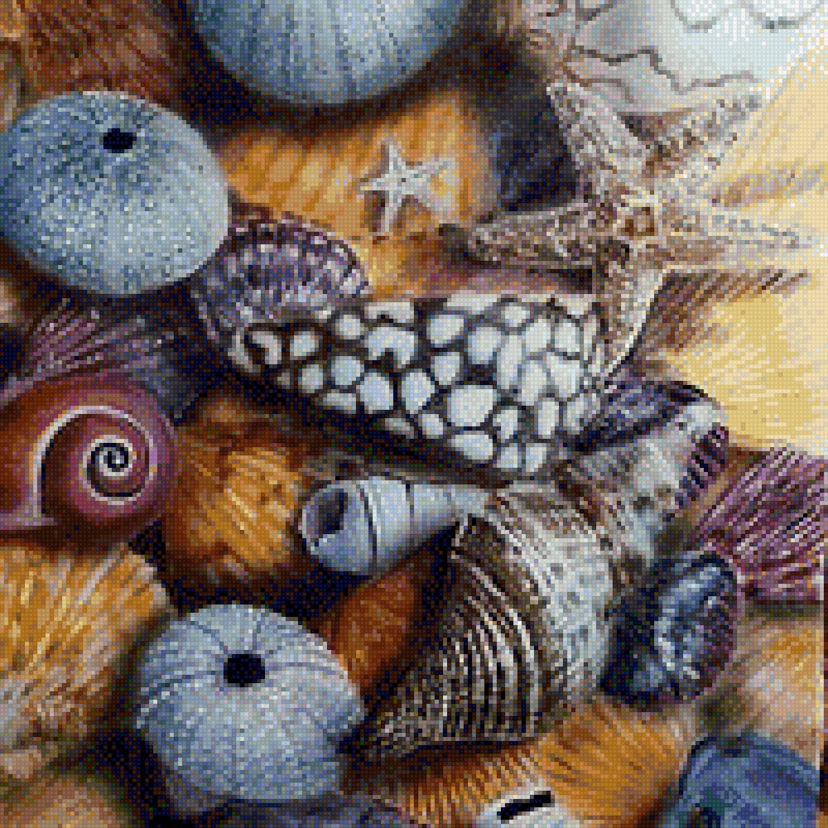 Морские дары - песок, море, камни, раковины - предпросмотр