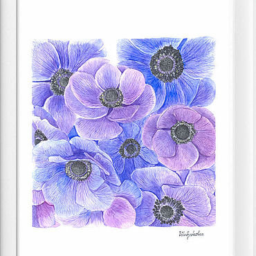 Анемона - растения, цветы, анемона, панно - оригинал