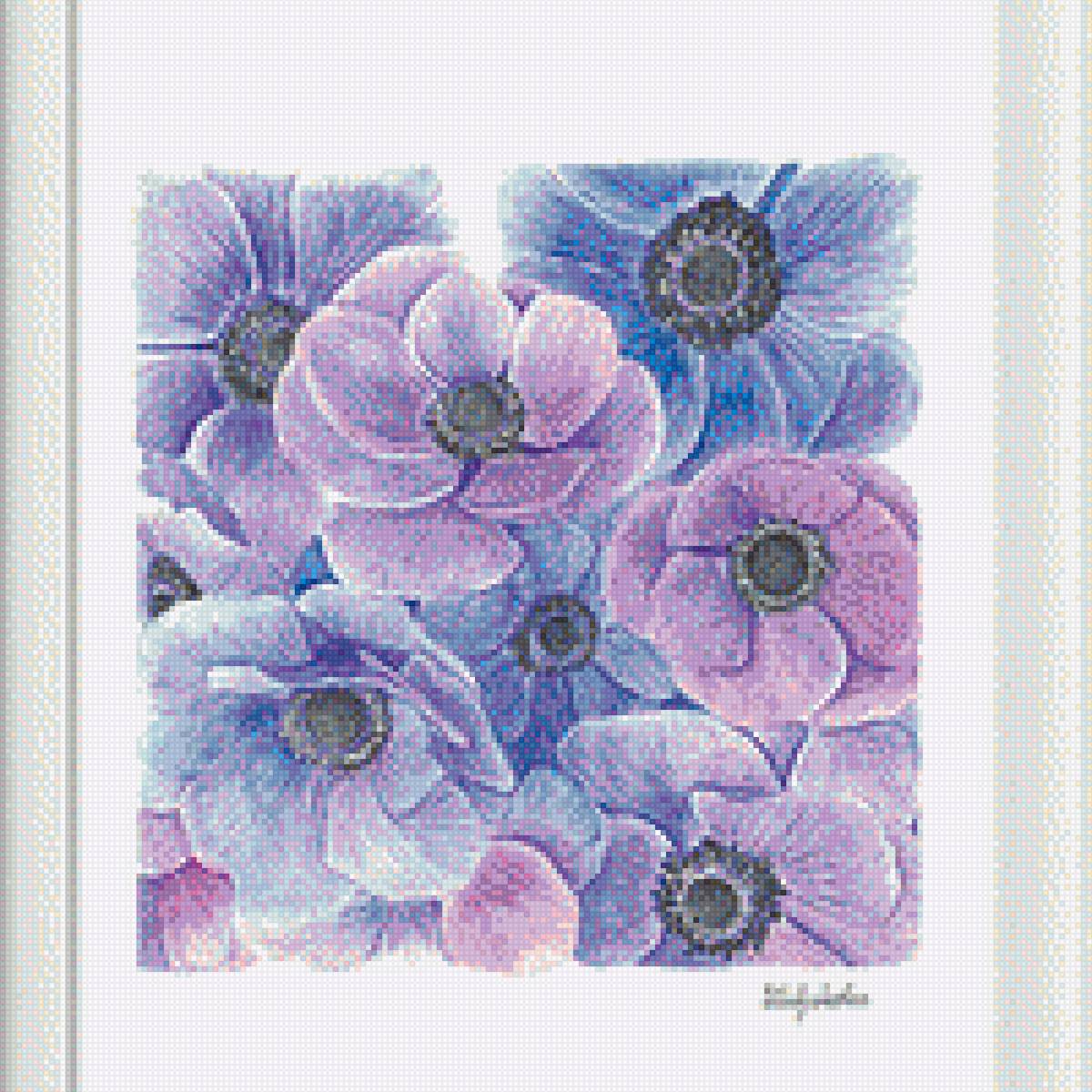 Анемона - цветы, панно, растения, анемона - предпросмотр