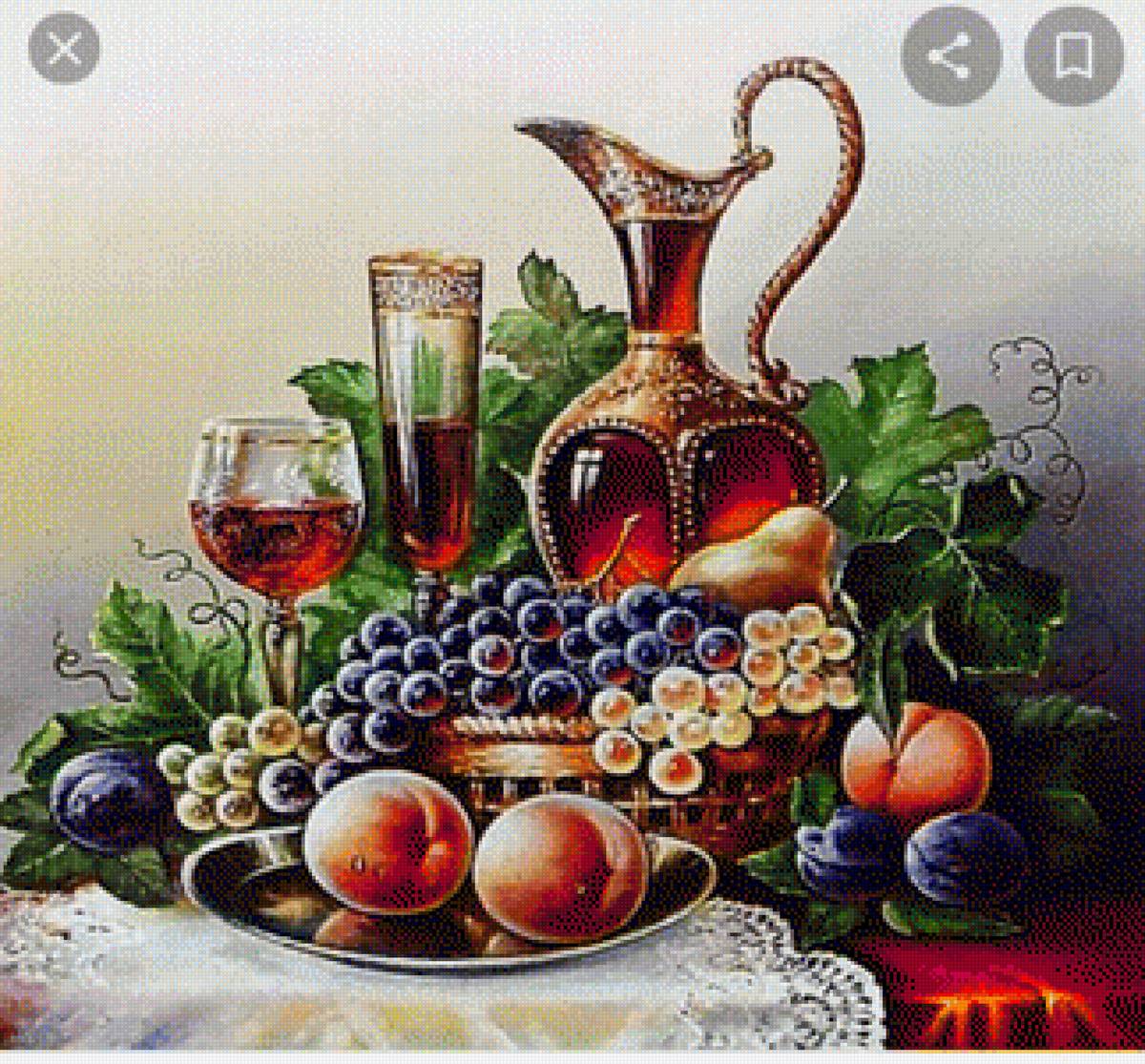 Натюрморд - кувшин, виноград - предпросмотр