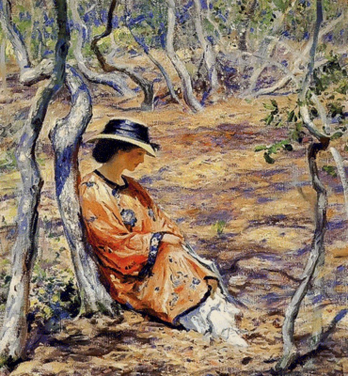 In the Oak Grove. - guy rose paintings.scenarys.ladies. - предпросмотр