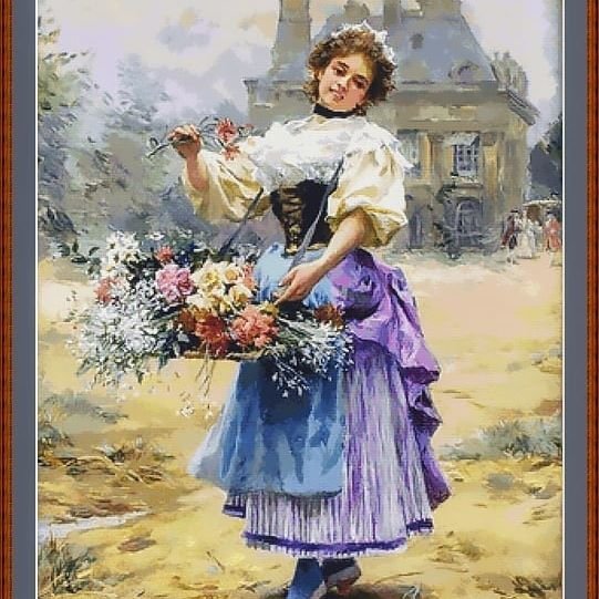 Цветочница - улица, цветы, девушка, картина, цветочница - оригинал