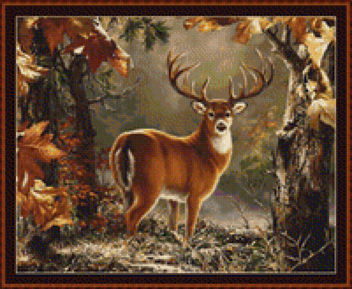 Олень - дикое животное, заросли, лес, олень - предпросмотр