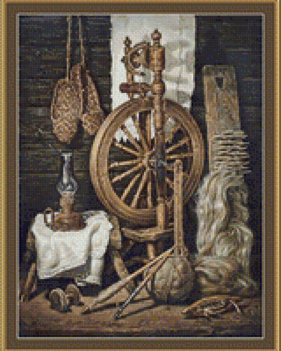 Прялка в деревне - дом, деревня, прялка, рукоделие - предпросмотр