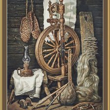 Схема вышивки «Прялка в деревне»