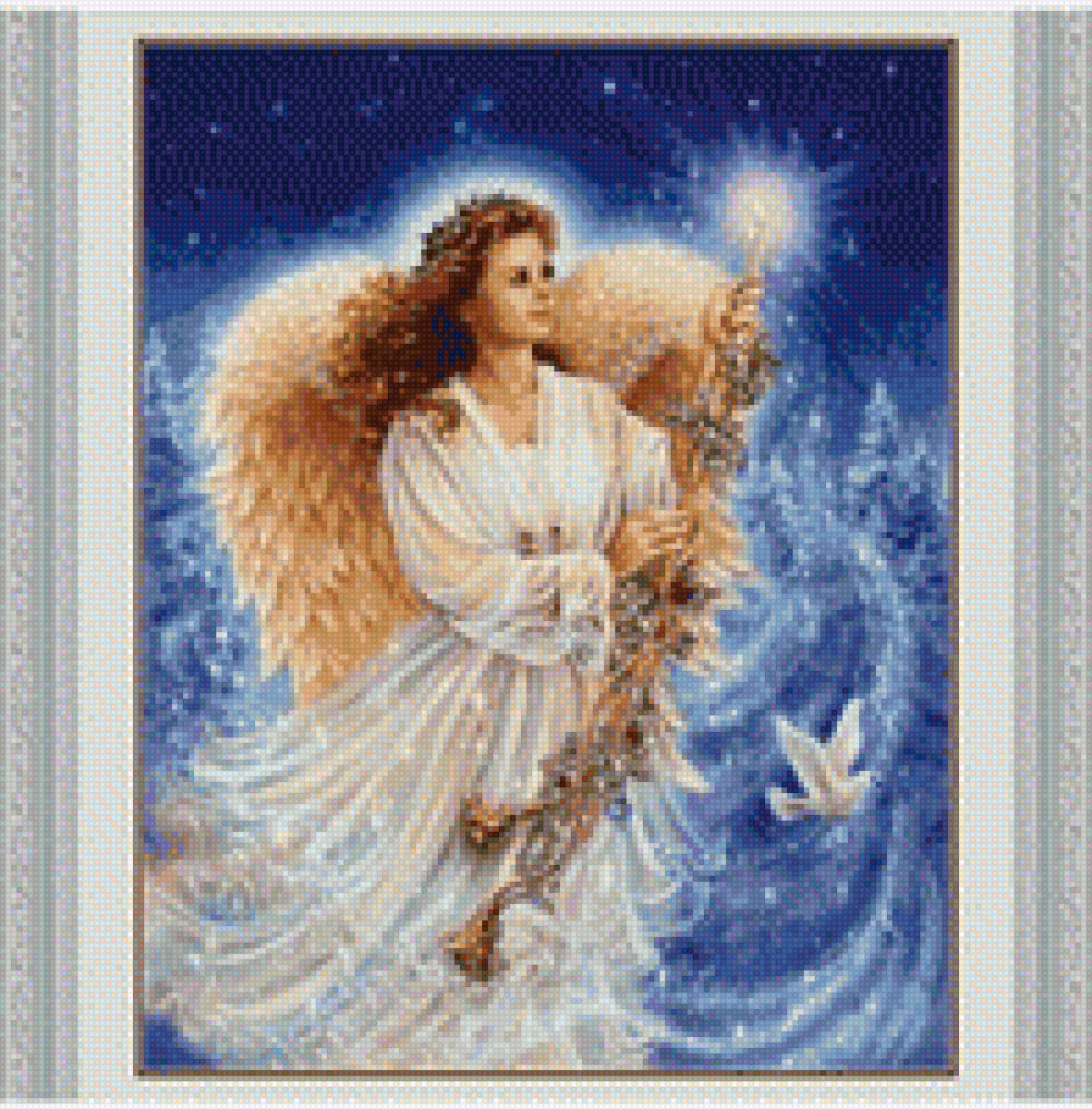 Рождественский ангел - праздник, картина, ангел, рождество - предпросмотр