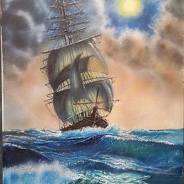 Парусник - парусник, море, картина - оригинал