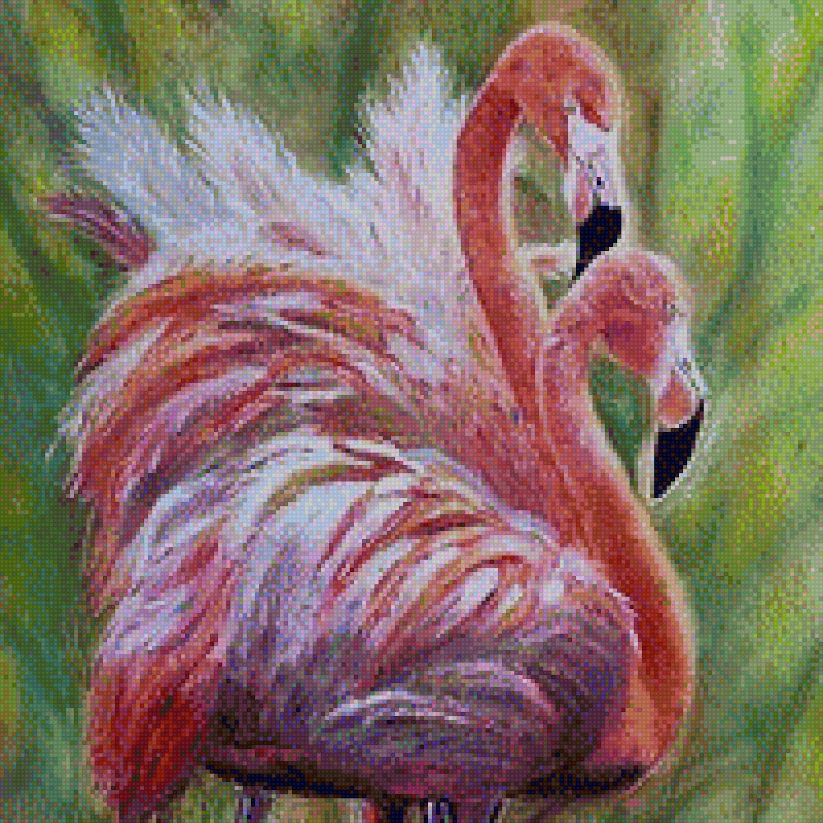Фламинго - пара, птицы, картина, фламинго - предпросмотр