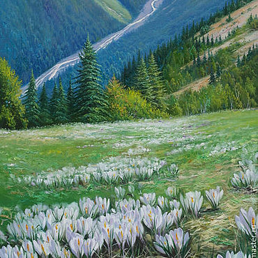 Долина крокусов - цветы, картина, крокусы, долина - оригинал