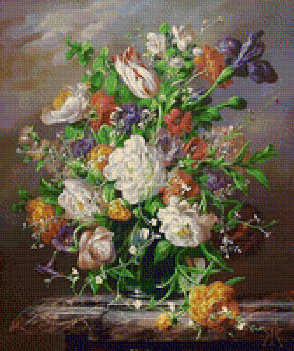 Натюрморт - букет, цветы, натюрморт, картина - предпросмотр