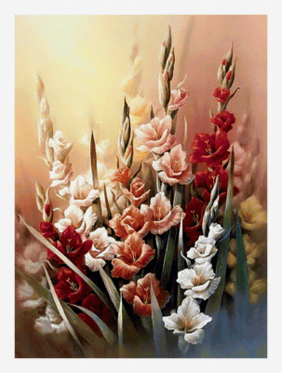 гладиолусы - гладиолусы, живопись, букет - предпросмотр