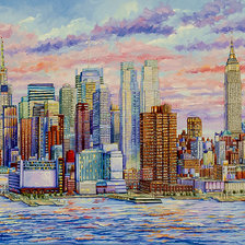 Схема вышивки «New York City - Manhattan Skyline Hudson River.»