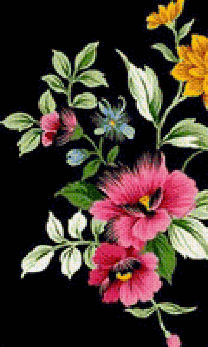 Цветочный мотив - узор, цветок, природа, растение, мотив, фрагмент - предпросмотр