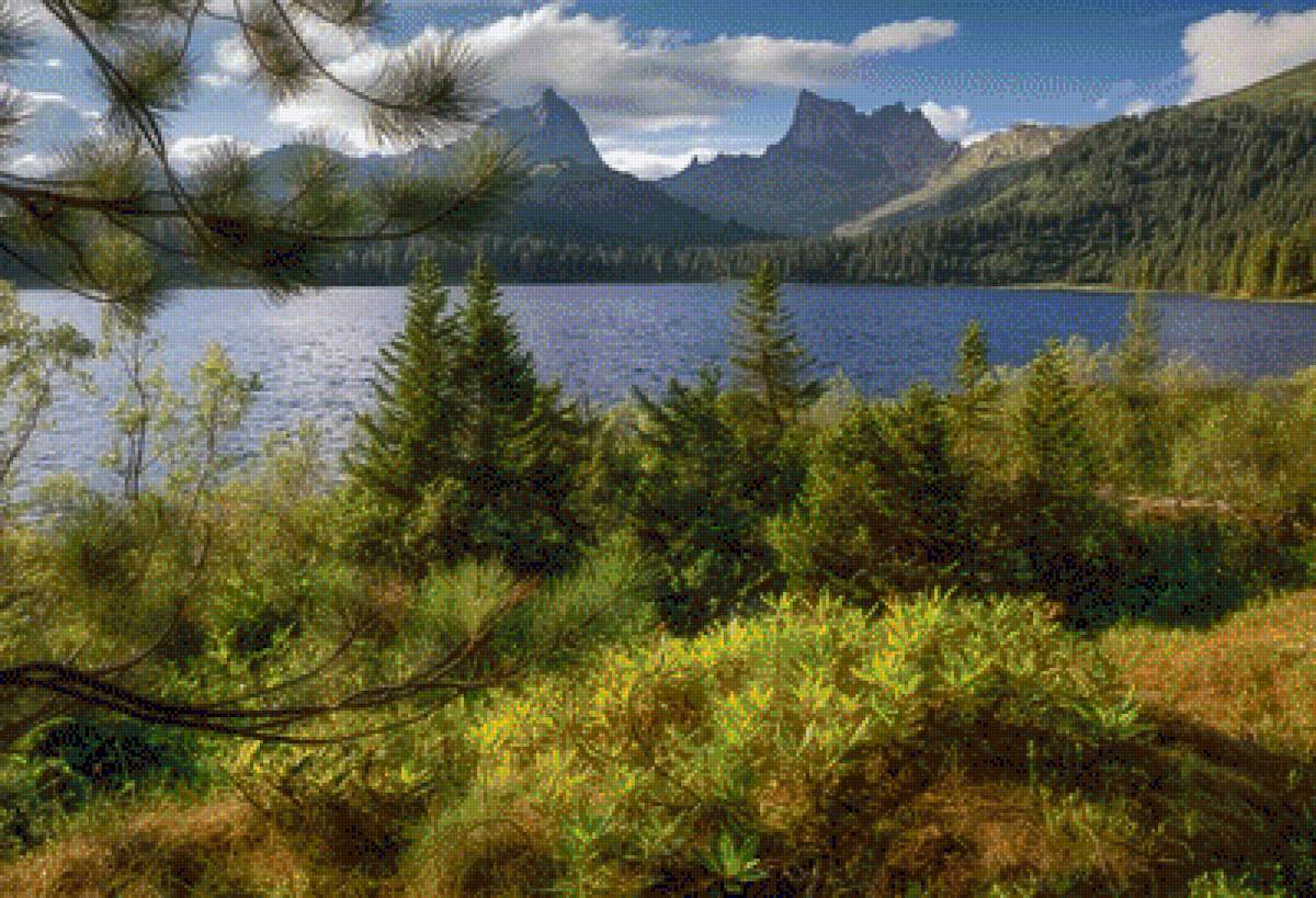 Пейзаж - природа, горы, озеро, лес, пейзаж - предпросмотр