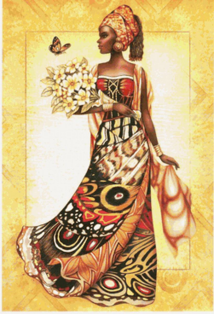 Africana con flores - предпросмотр