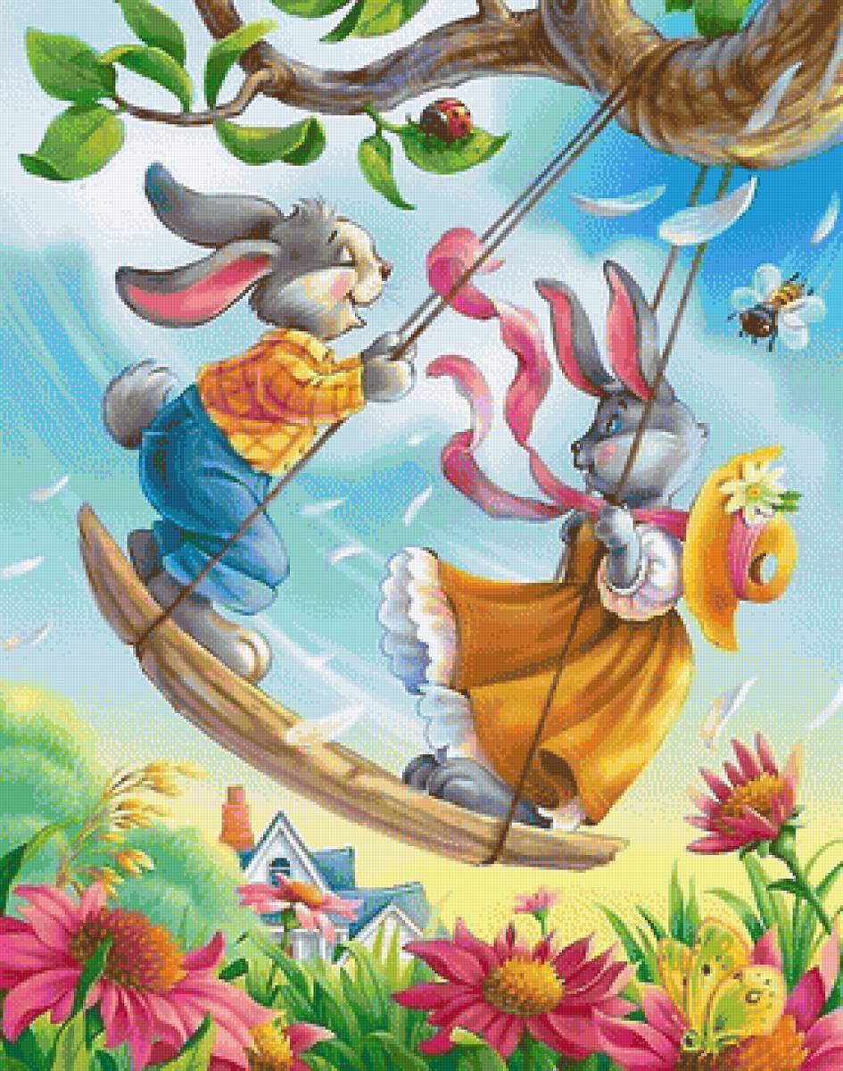 качели - кролики, качели - предпросмотр