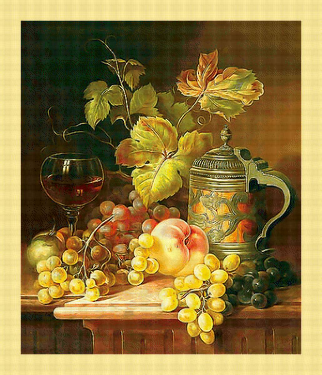 Серия "Натюрморты". - фрукты, виноград, натюрморт, вино - предпросмотр