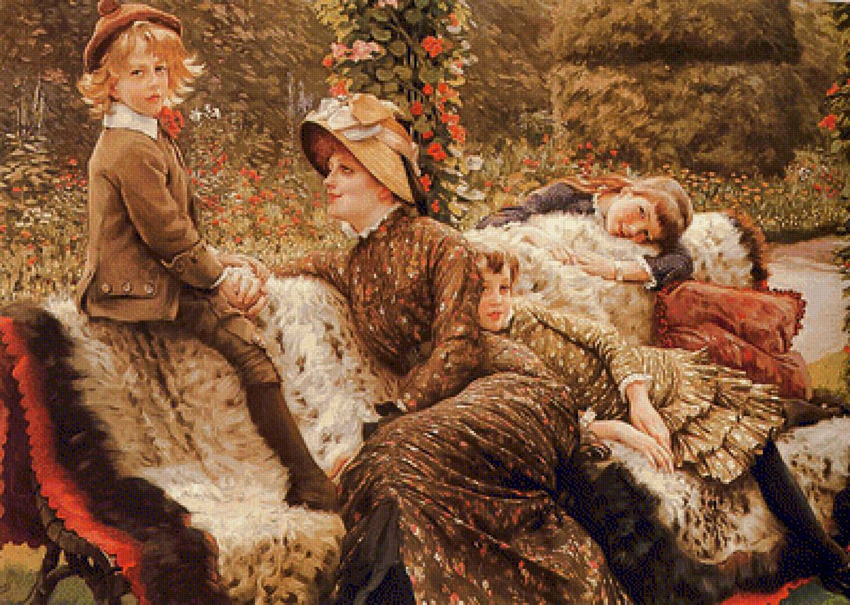 Garden Bench. - james tissot painter.scenarys.people. - предпросмотр