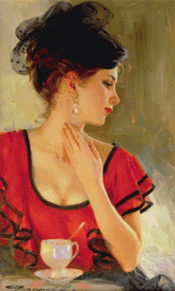 ЗА ЧАШЕЧКОЙ КОФЕ - кофе, девушка - предпросмотр