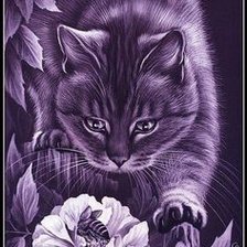Схема вышивки «Кот и цветок»