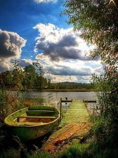 природа - лодка, вода, небо, лес, река - оригинал