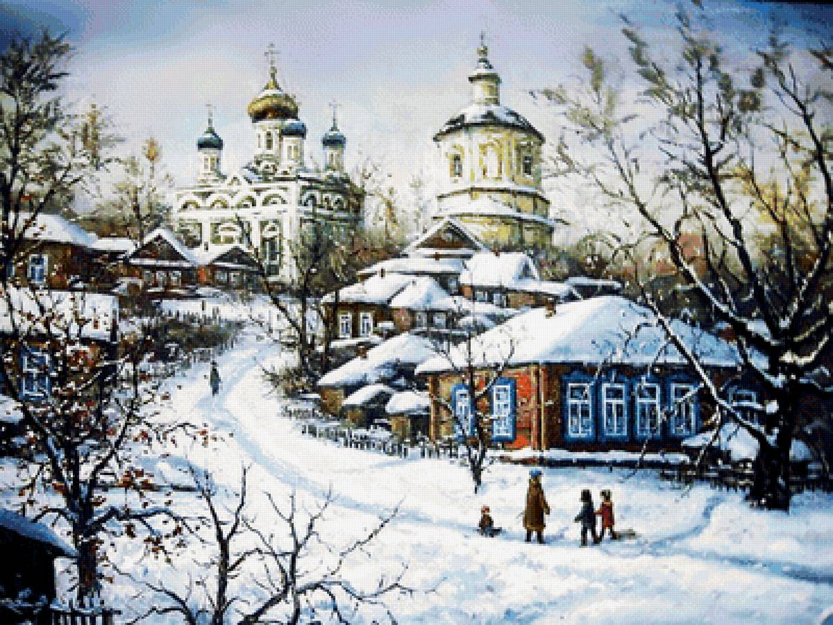 зима, солнце - зима, дом - предпросмотр