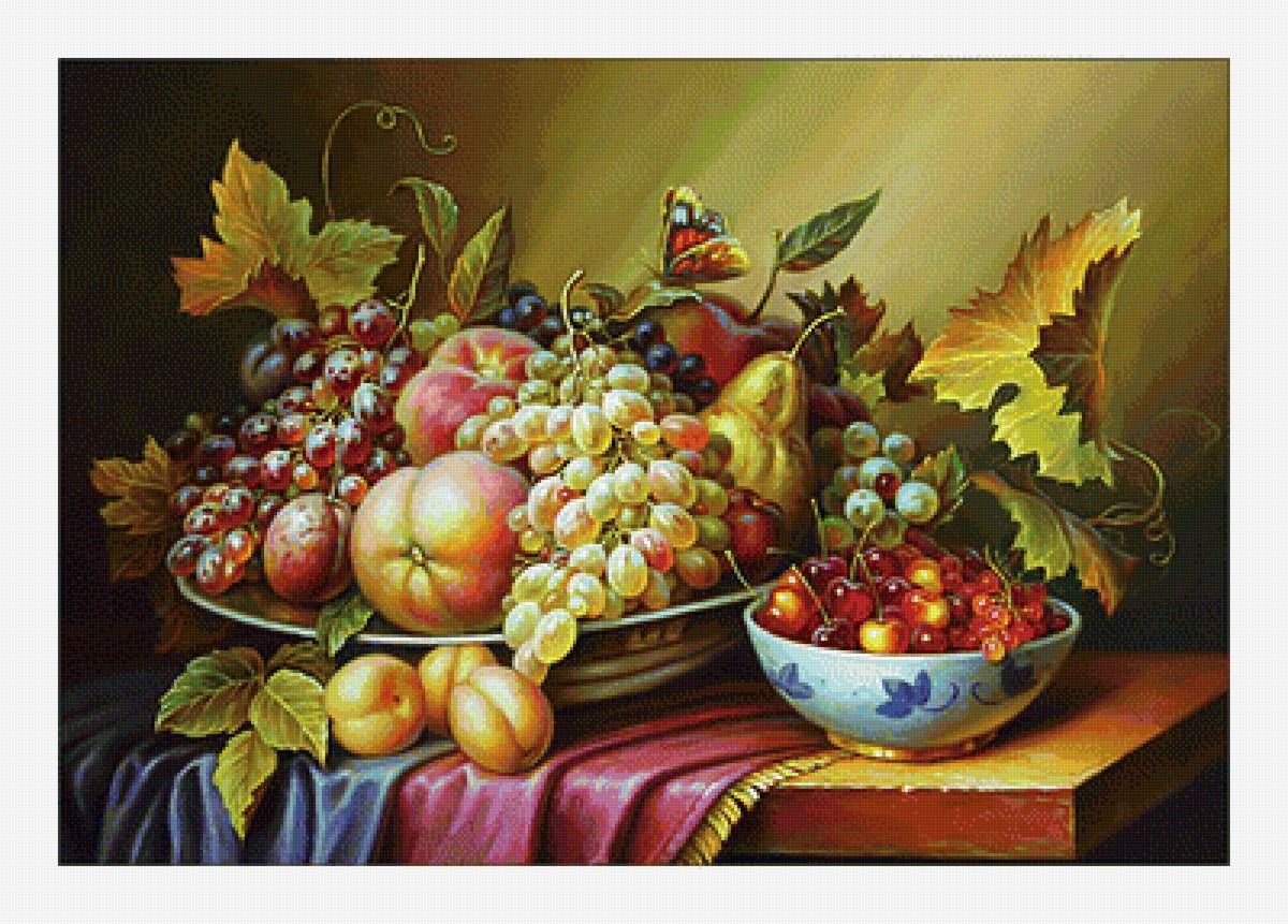 Натюрморт с виноградом. - ягоды, фрукты, виноград, живопись, натюрморт - предпросмотр