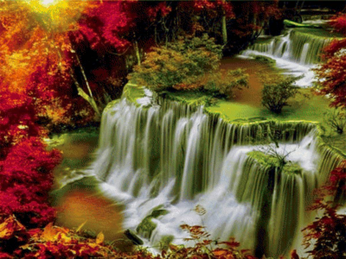 водопад - водопад, осень - предпросмотр