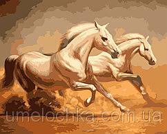 Кони белые - пара, лошади, животные, кони, картина - оригинал