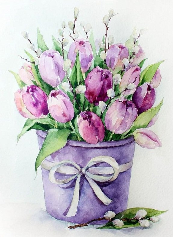 букет тюльпанов - тюльпан, весна, тюльпаны, винтаж, букет - оригинал