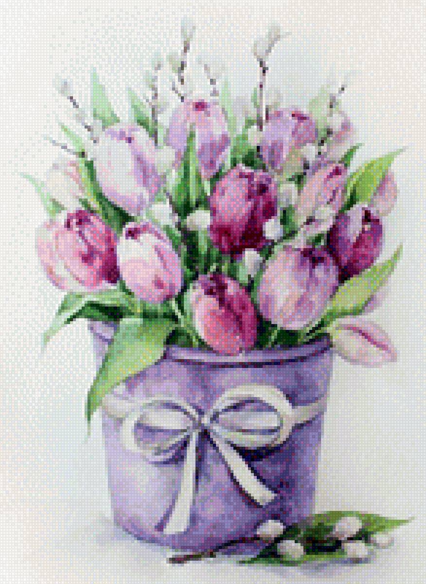 букет тюльпанов - тюльпаны, букет, винтаж, тюльпан, весна - предпросмотр