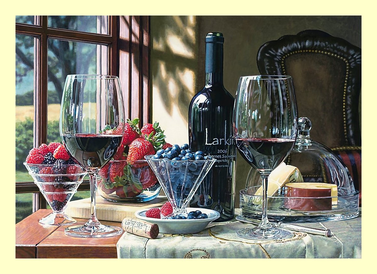 №2060233 - вино, бокалы, фрукты, виноград, натюрморт - оригинал