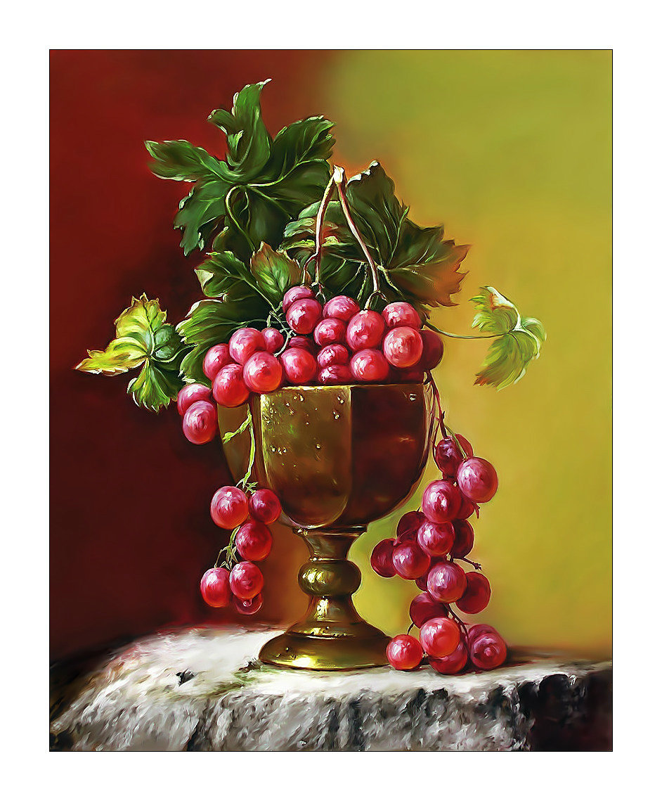Натюрморт. Виноград. - живопись, ягоды, чаша, натюрморт, виноград - оригинал