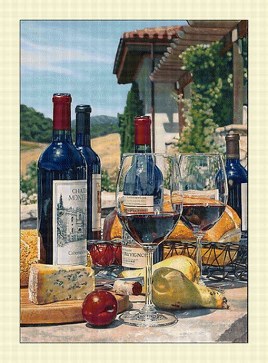 №2060236 - виноград, бокалы, вино, натюрморт, фрукты - предпросмотр